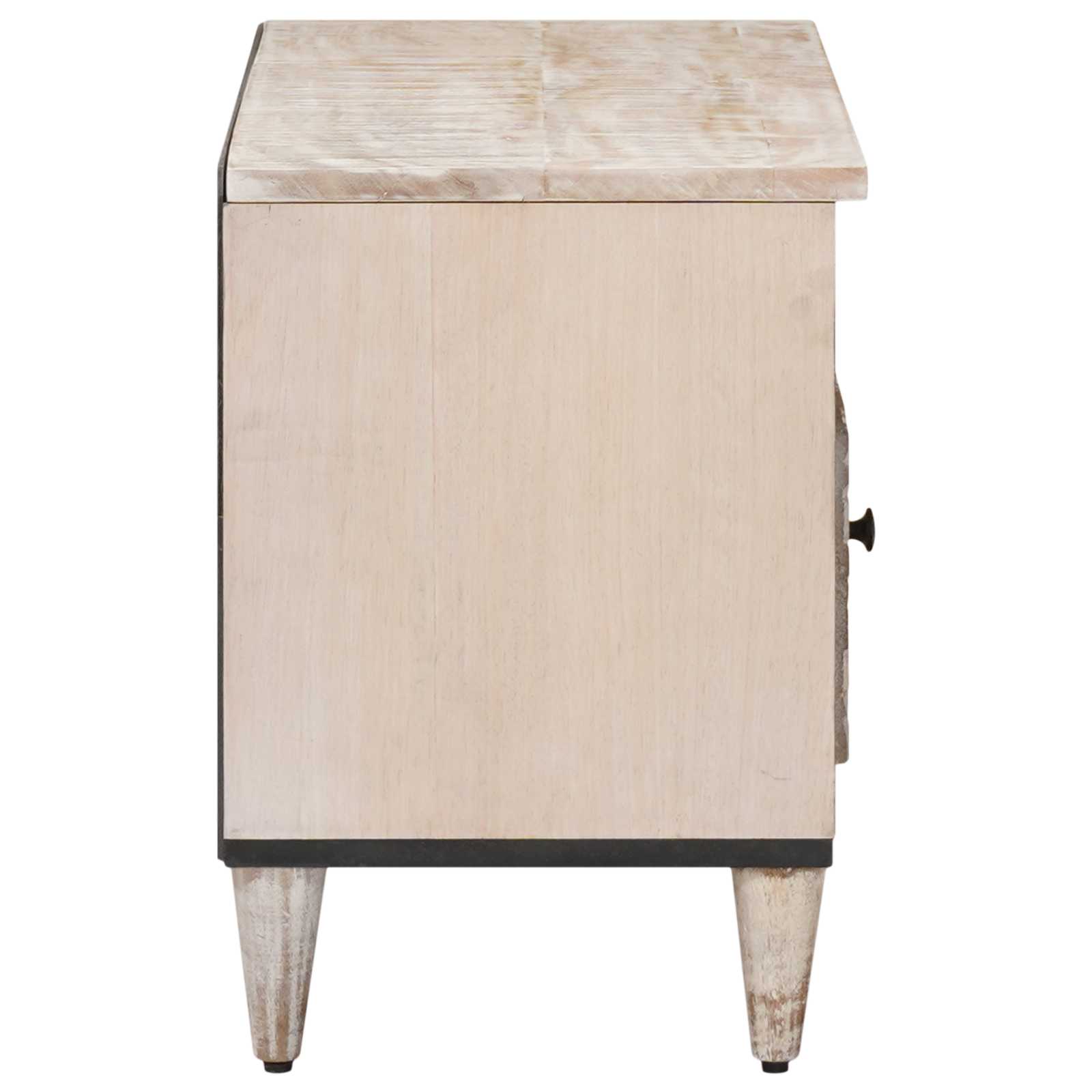 TV ormar s ladicama Bijelo 80 x 33,5 x 46 cm Čvrsto drvo manga