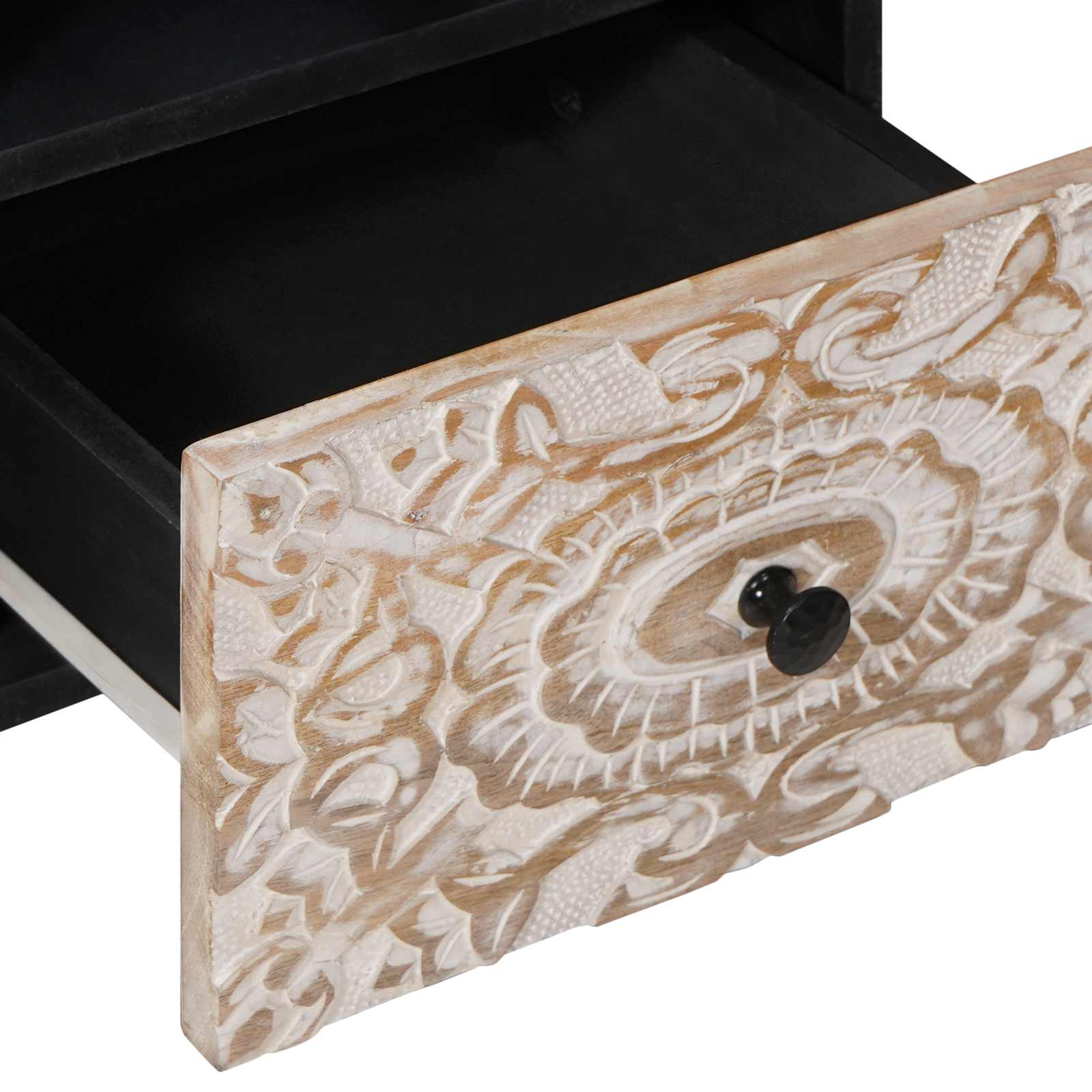 TV ormar s ladicama Bijelo 100 x 33,5 x 46 cm Čvrsto drvo manga