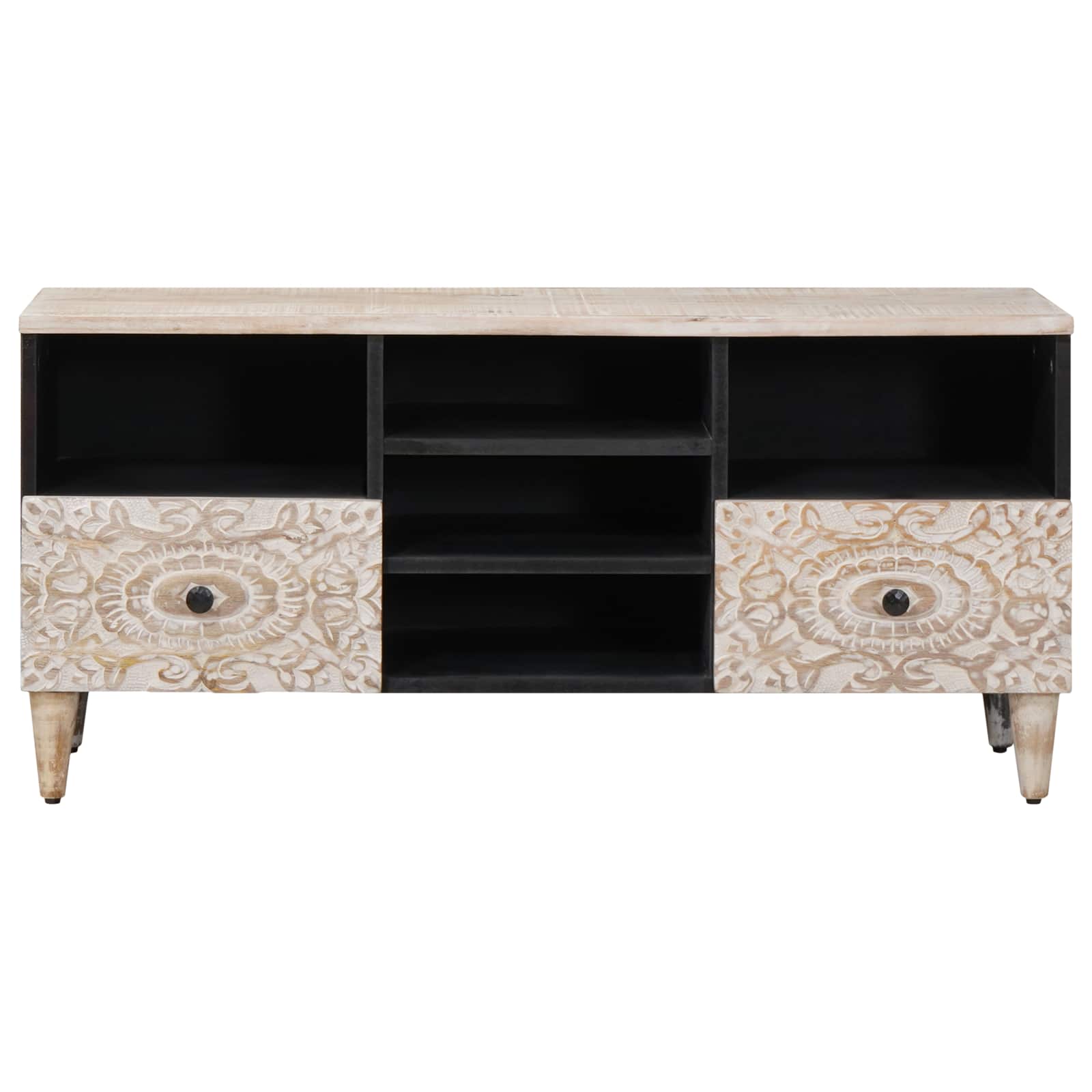 TV ormar s ladicama Bijelo 100 x 33,5 x 46 cm Čvrsto drvo manga