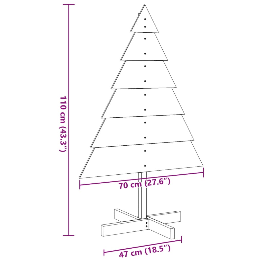 Drveno ukrasno božićno drvce 110 cm masivno drvo