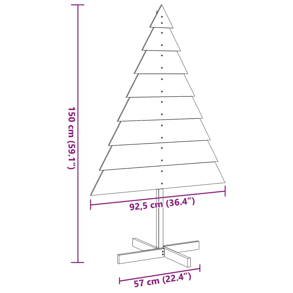 Drveno ukrasno božićno drvce 150 cm masivno drvo