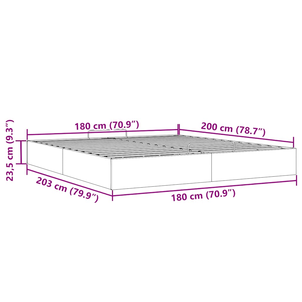 Otomanski okvir kreveta bez madraca crni 180x200 cm od tkanine
