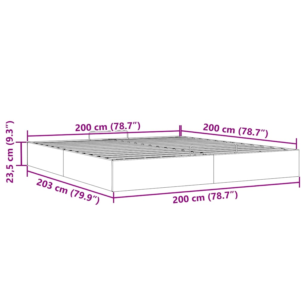 Otomanski okvir kreveta bez madraca plavi 200x200 cm od tkanine