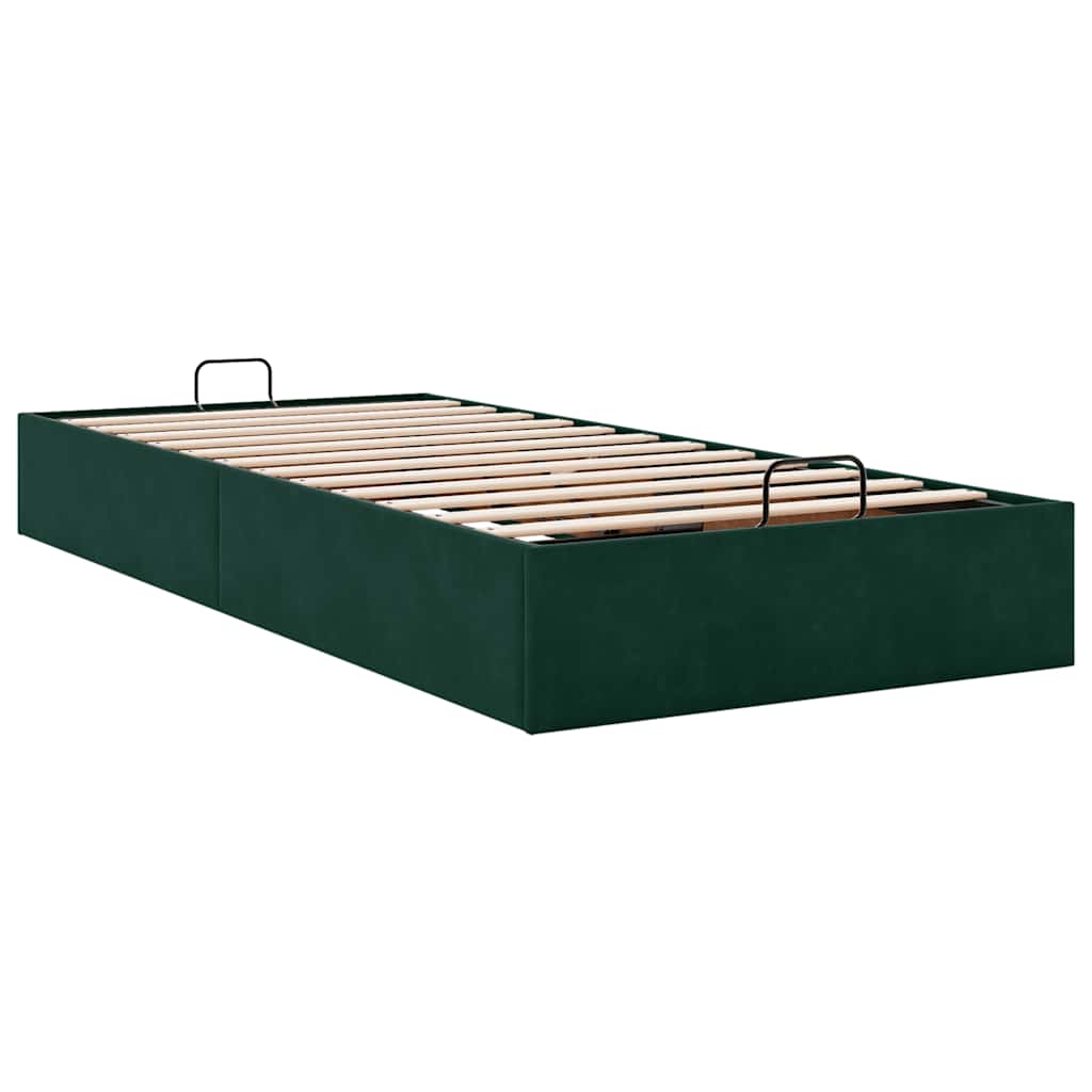 Okvir za krevet bez madraca tamnozeleni 90x190 cm baršunasti