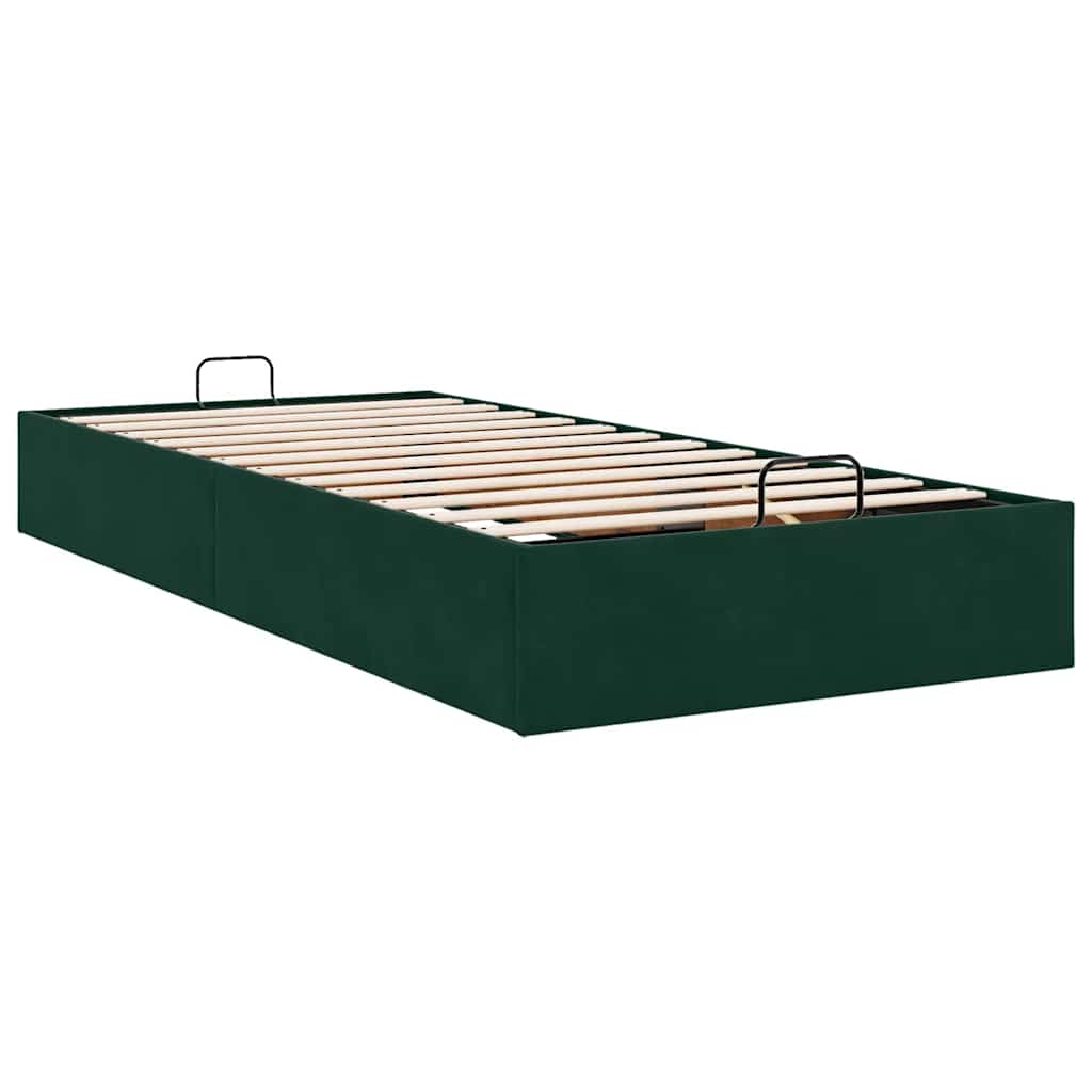Okvir za krevet bez madraca tamnozeleni 90x190 cm baršunasti