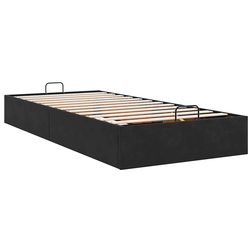 Otomanski okvir kreveta bez madraca crni 90x200 cm baršunasti