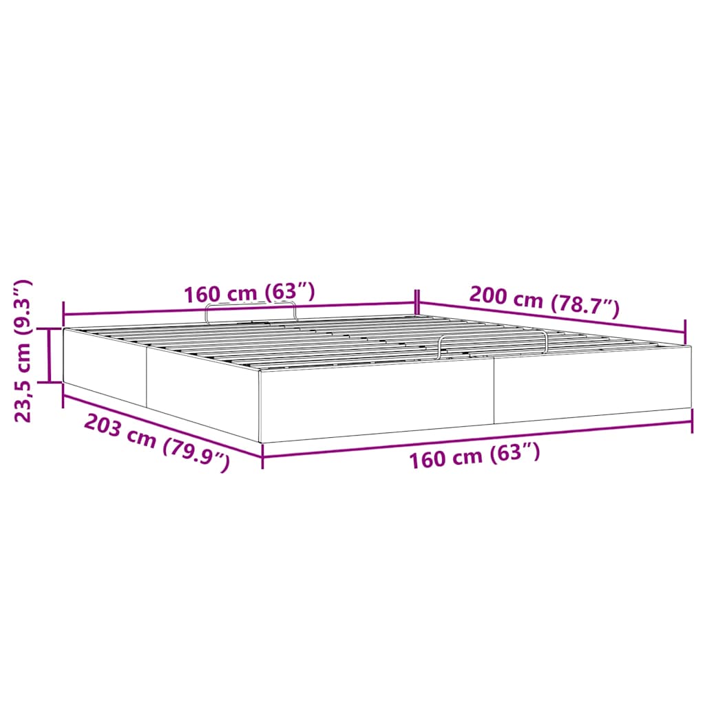 Otomanski okvir kreveta bez madraca crni 160x200 cm baršunasti
