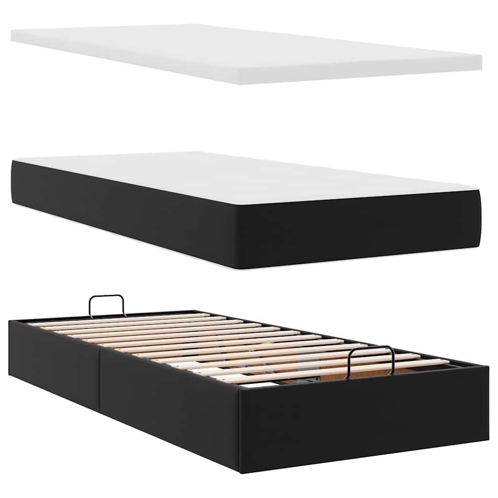 Otomanski okvir kreveta s madracem crni 90x200 cm umjetna koža
