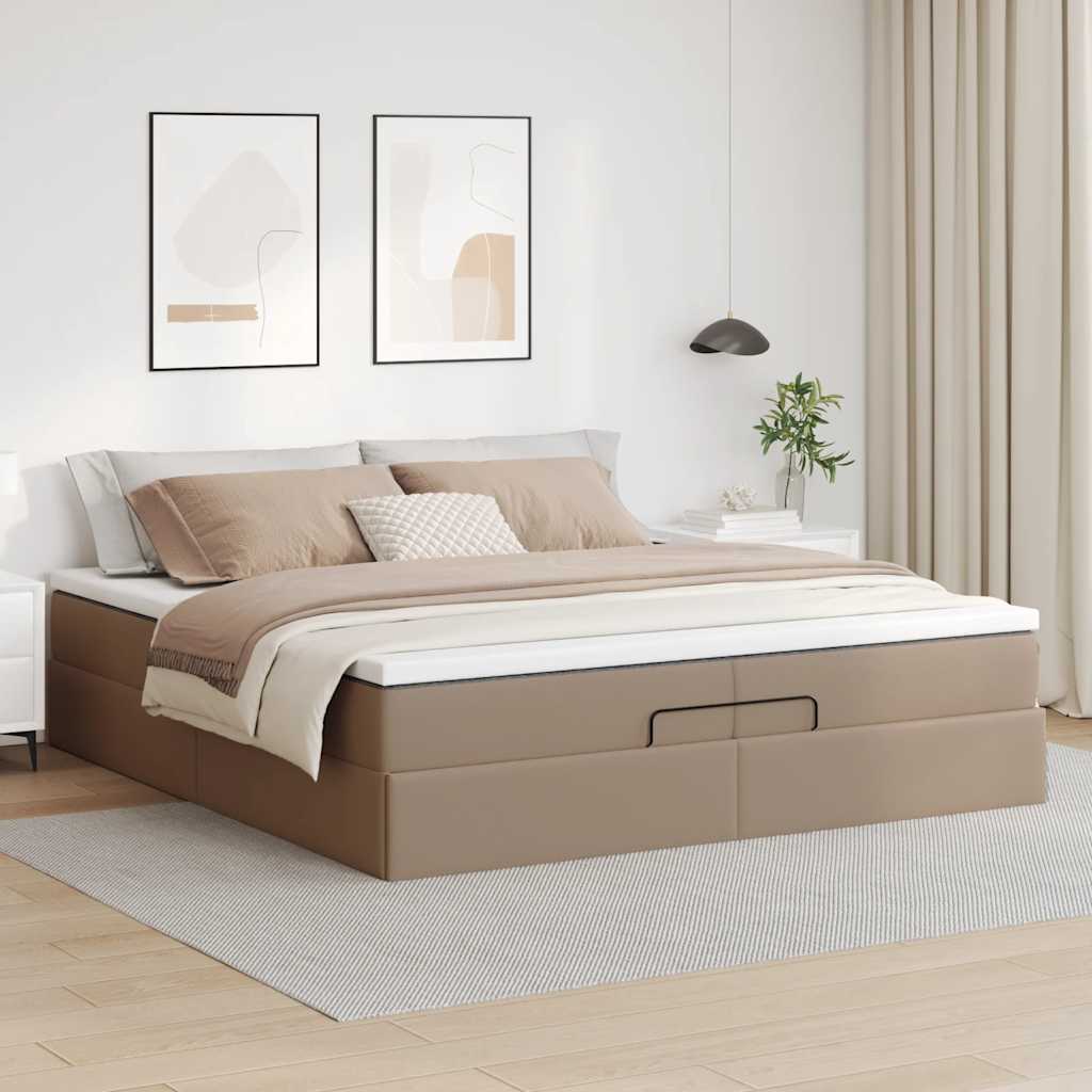Okvir kreveta s madracima cappuccina 200x200 cm umjetna koža