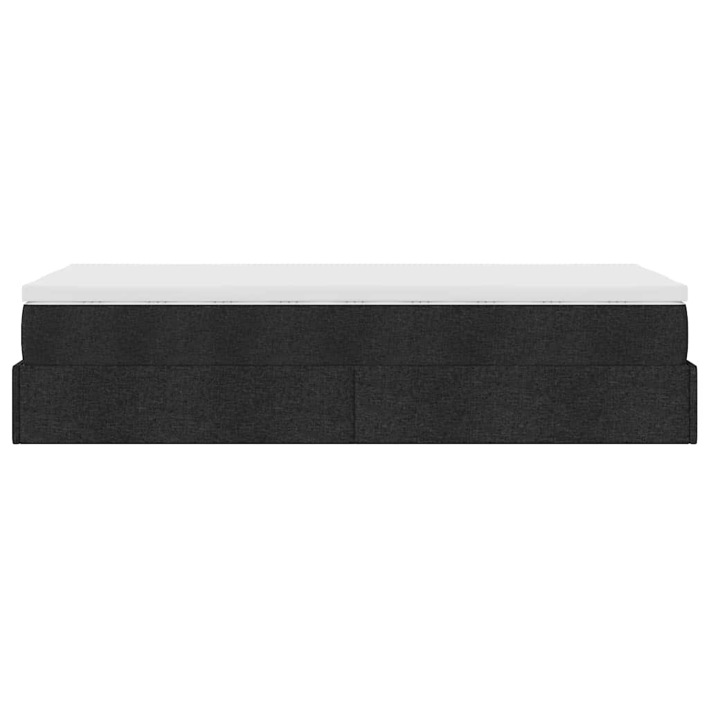 Otomanski okvir kreveta s madraca crni 90x200cm od tkanine
