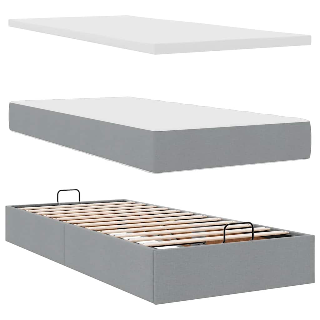 Okvir kreveta s madraca svijetlosivi 100x200 cm od tkanine