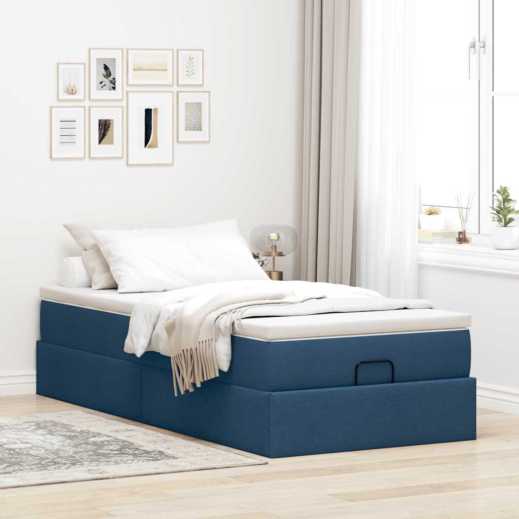 Otomanski okvir kreveta s madraca plavi 100x200cm tkanine