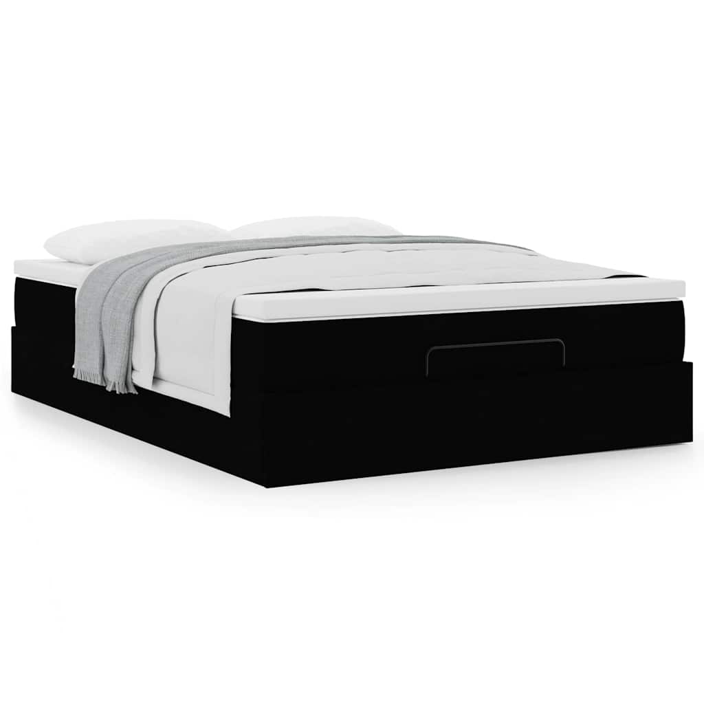Otomanski krevet s madracem crni 140x190cm od tkanine