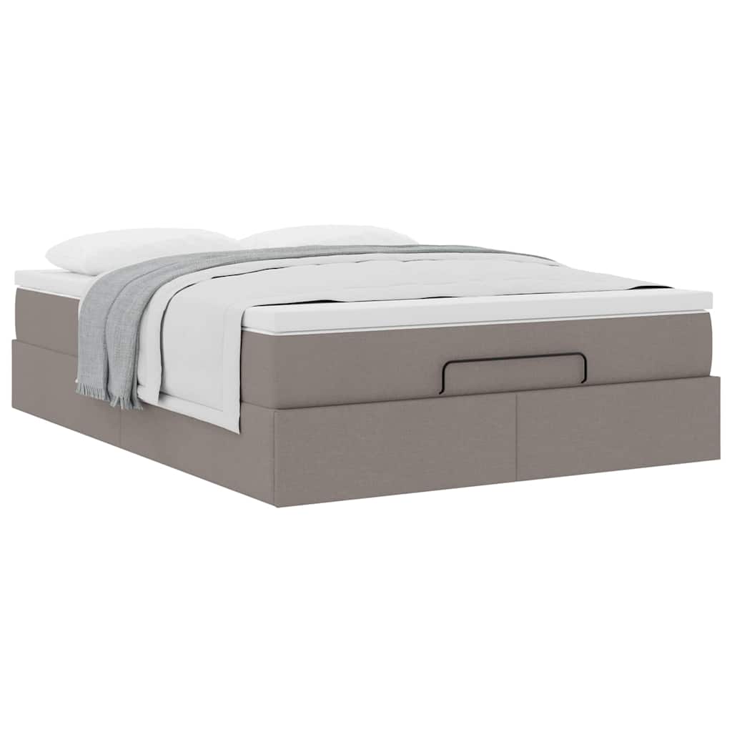 Ottoman krevet s madracem, taupe boja, 140x190 cm, tkanina