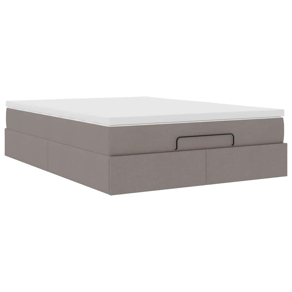 Ottoman krevet s madracem, taupe boja, 140x190 cm, tkanina