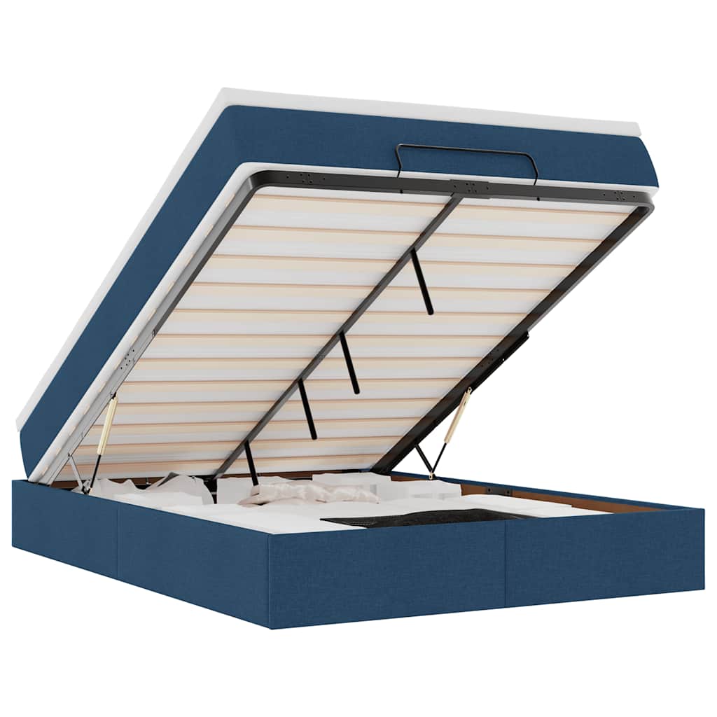 Otomanski krevet s madracem plavi 140x190cm od tkanine