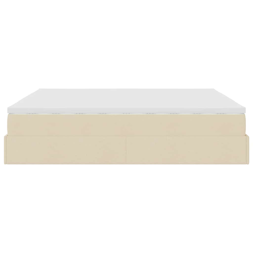 Otomanski krevet s madracem krem 160x200 cm od tkanine
