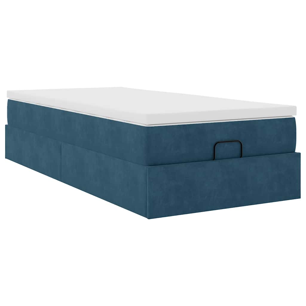 Okvir kreveta s madraca tamnoplavi 100x200cm baršunasti