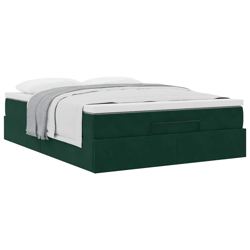 Ottoman krevet s madracem tamnozeleni 140x190 cm baršun