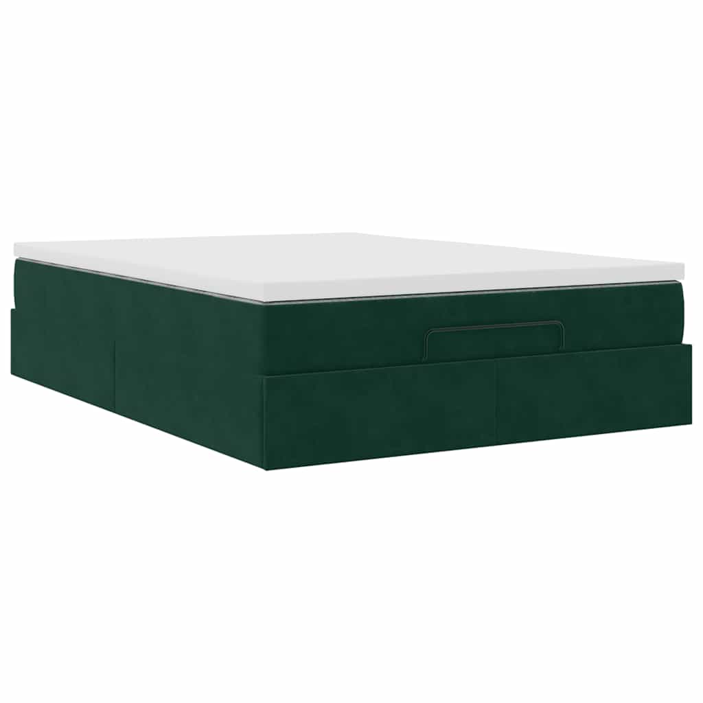 Ottoman krevet s madracem tamnozeleni 140x190 cm baršun