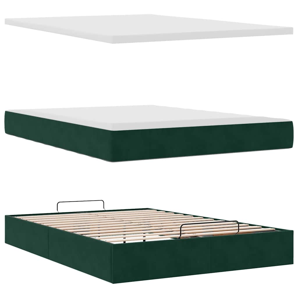 Ottoman krevet s madracem tamnozeleni 140x190 cm baršun