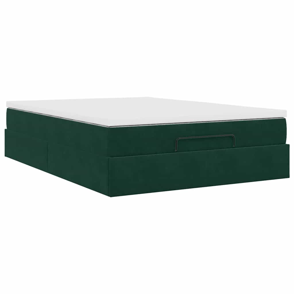 Ottoman krevet s madracem tamnozeleni 140x190 cm baršun