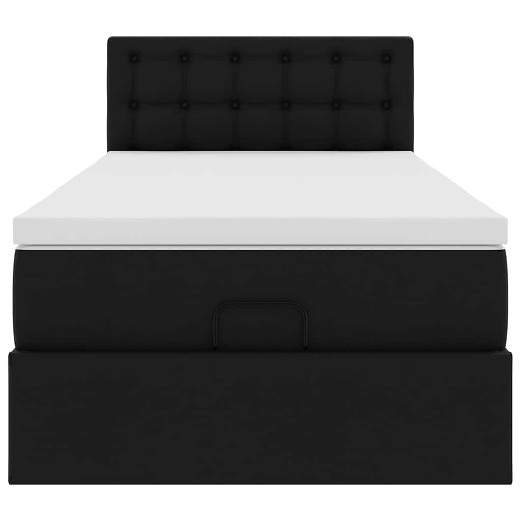 Otomanski krevet s madracem crni 90x200 cm umjetna koža