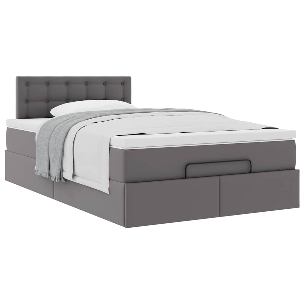 Otomanski okvir kreveta s madraca sivi 120x190cm umjetne kože