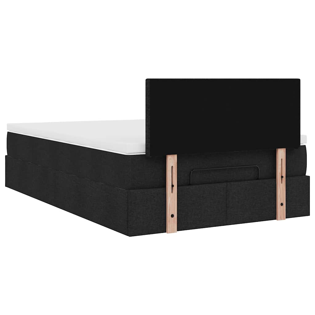 Otomanski krevet s madracem crni 120x190 cm tkanine