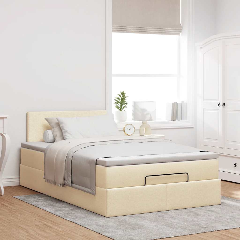 Otomanski okvir kreveta s madracem krem 120x200cm od tkanine