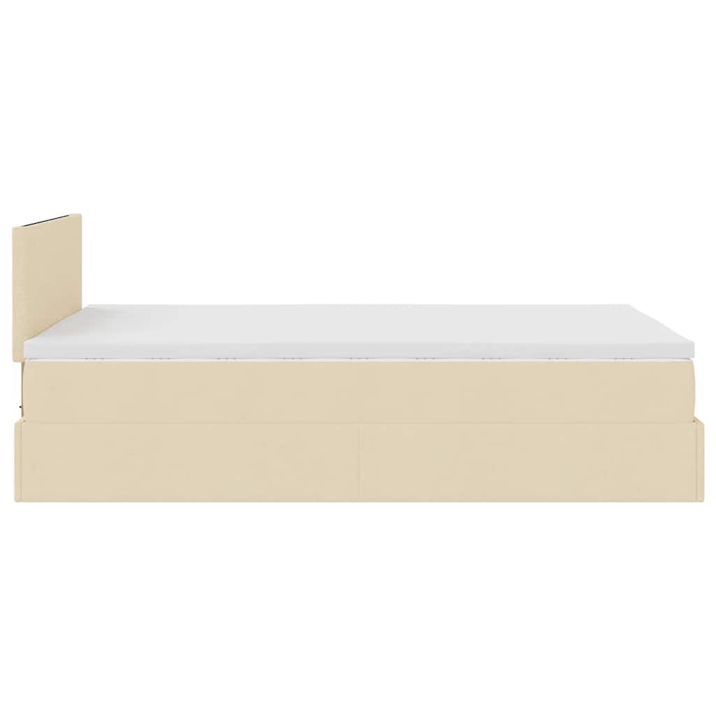 Otomanski okvir kreveta s madracem krem 120x200cm od tkanine