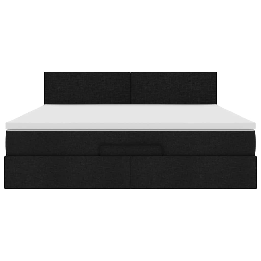 Otomanski krevet s madracem crni 180x200cm od tkanine