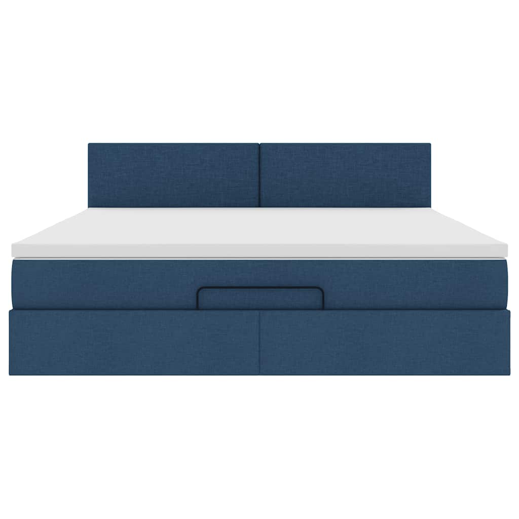 Otomanski krevet s madracem plavi 180x200cm od tkanine