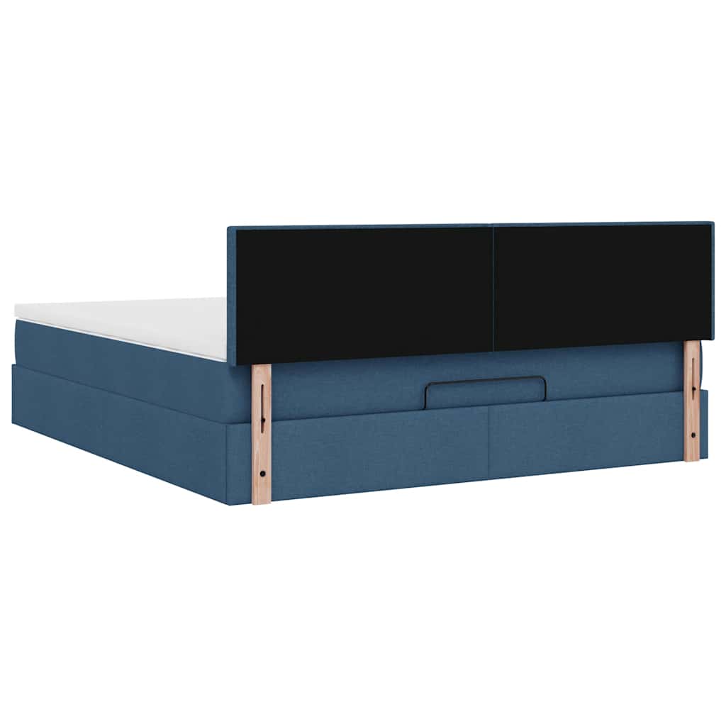 Otomanski krevet s madracem plavi 180x200cm od tkanine