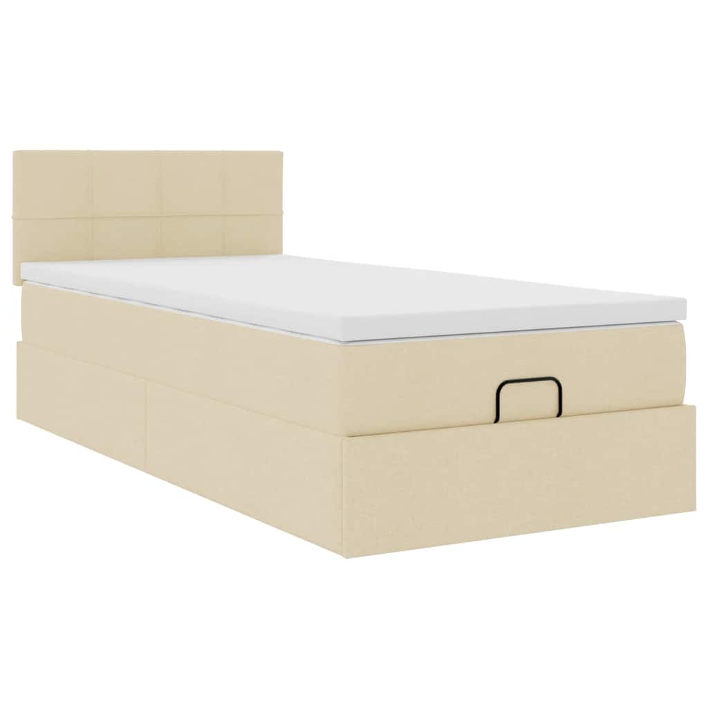 Otomanski okvir kreveta s madraca krem 80x200cm od tkanine