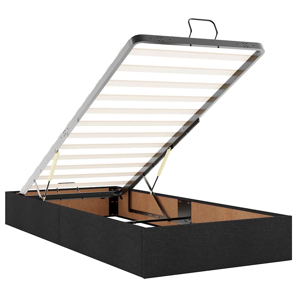 Otomanski krevet s madracem crni 100x200 cm tkanine