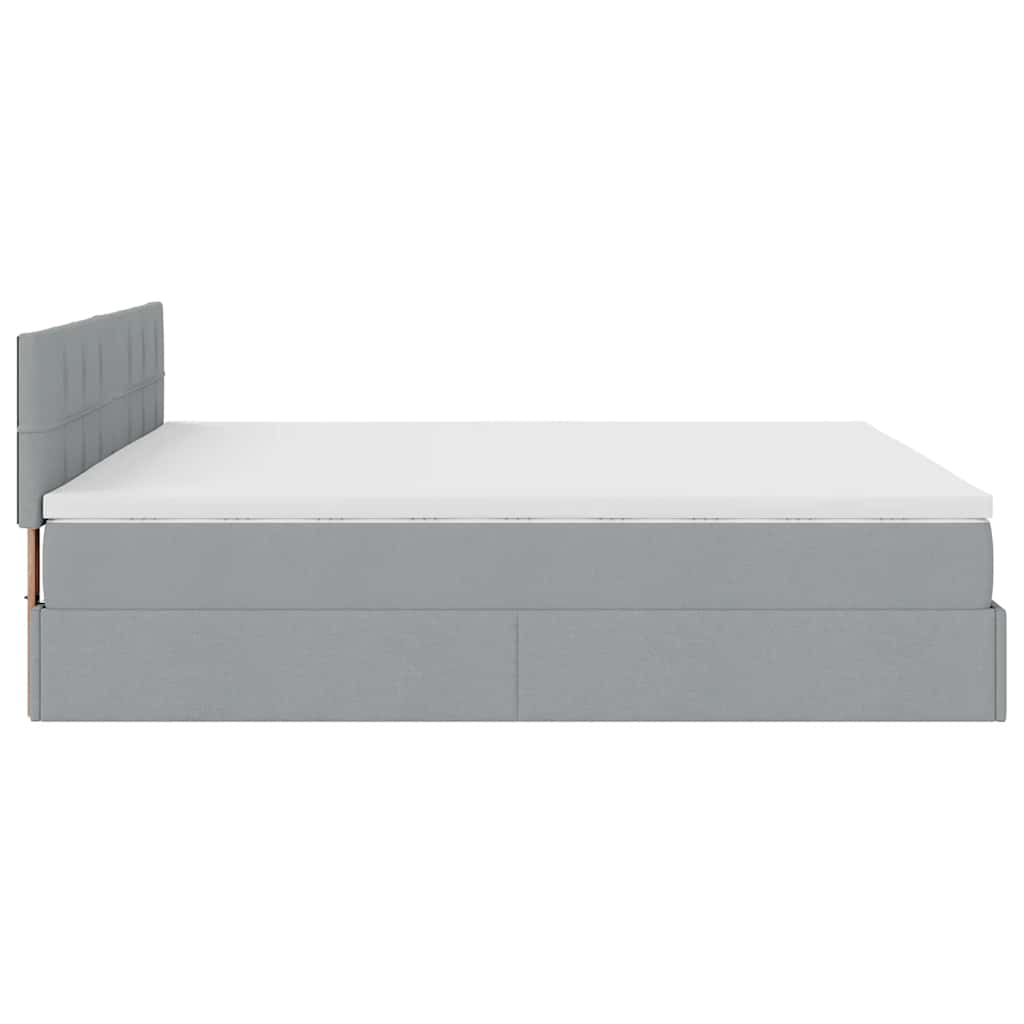 Otomanski krevet s madracem svjetlosivi 200x200 cm tkanine
