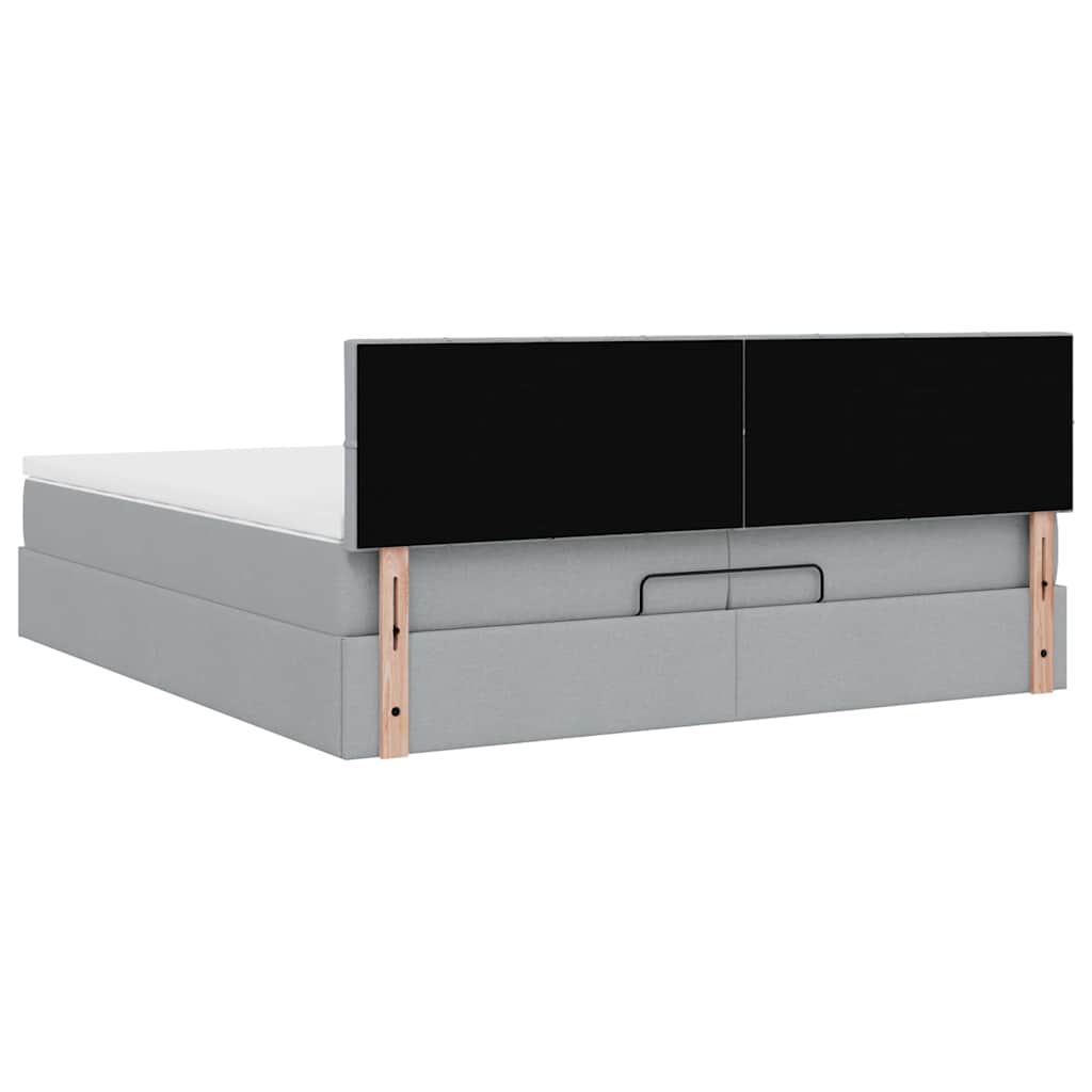 Otomanski krevet s madracem svjetlosivi 200x200 cm tkanine