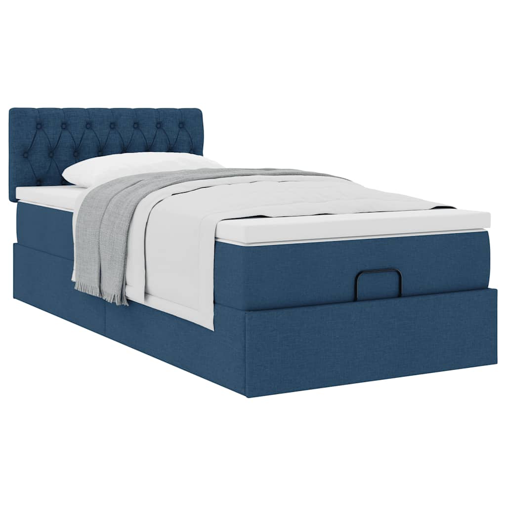 Ottoman krevet s madracem plavi 80x200 cm tkanina