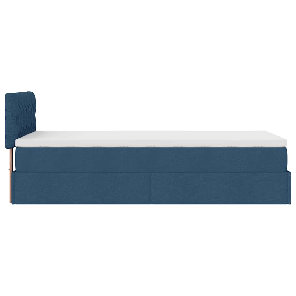 Otomanski krevet s madracem plavi 90x200 cm tkanine