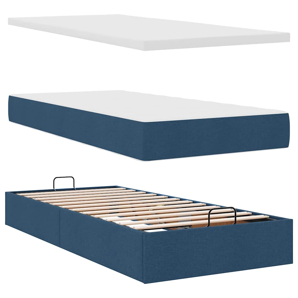 Otomanski krevet s madracem plavi 90x200 cm tkanine