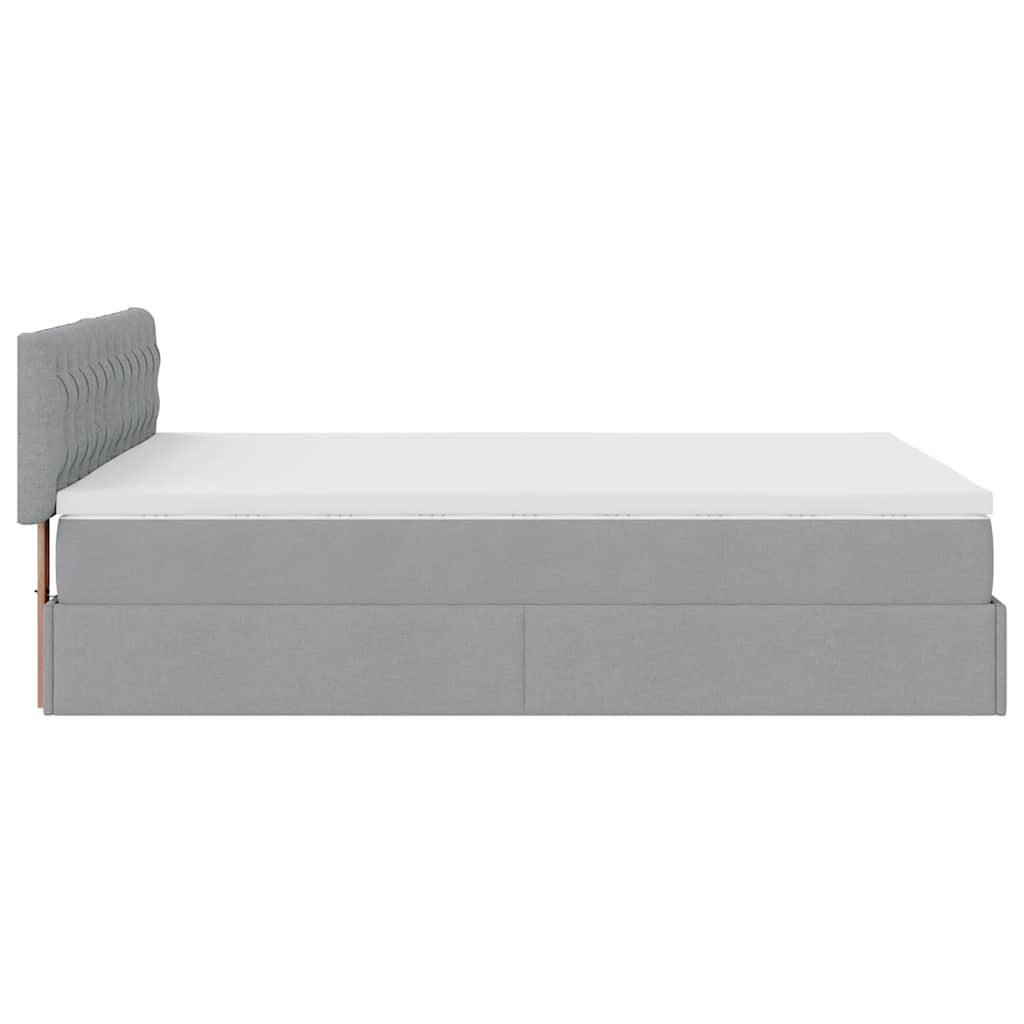 Otomanski krevet s madracem svjetlosivi 140x190 cm od tkanine