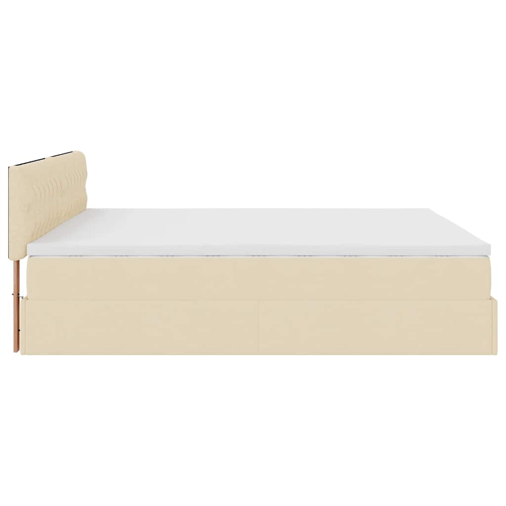 Otomanski krevet s madracem krem 200x200 cm tkanine