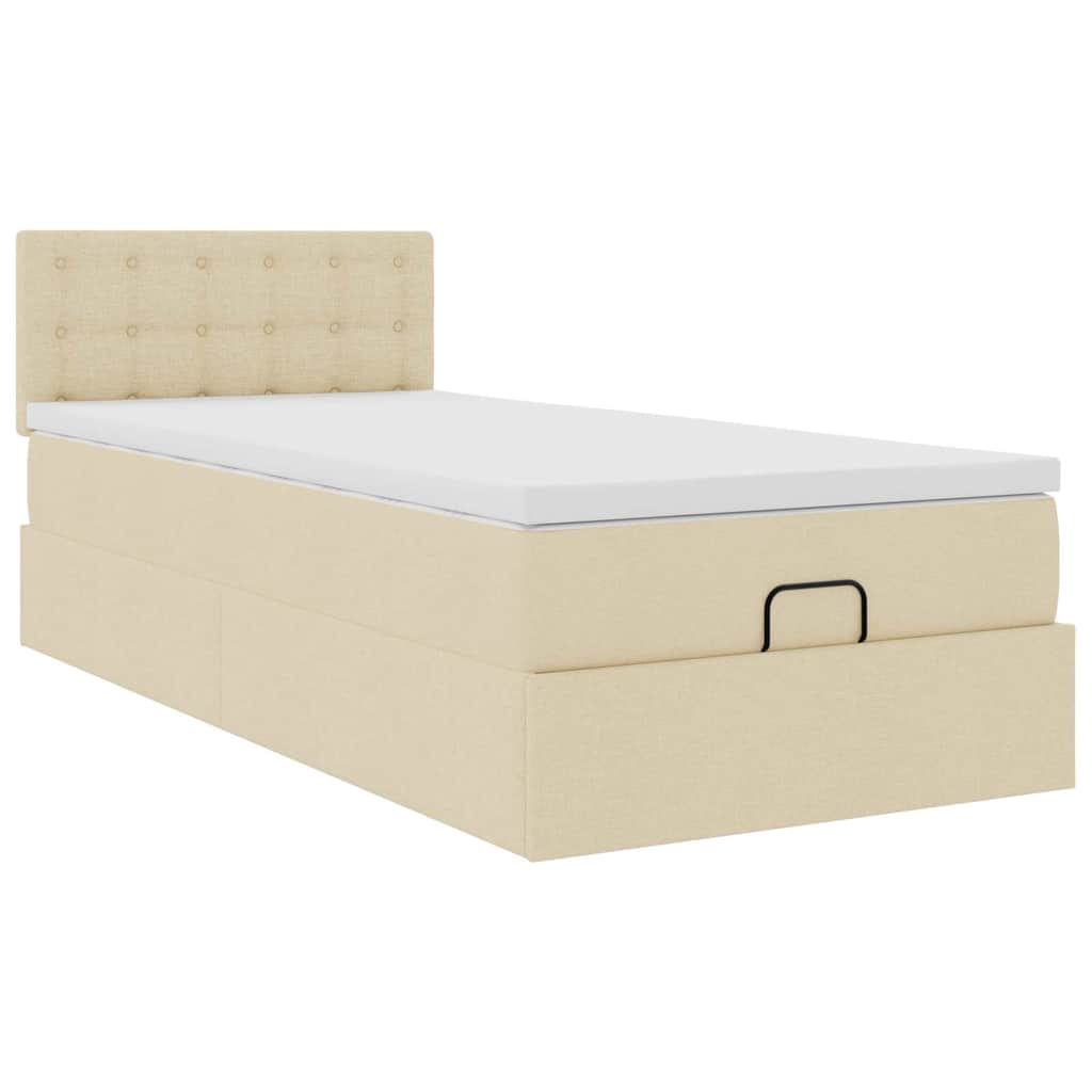 Otomanski krevet s madracem krem 90x200 cm tkanine