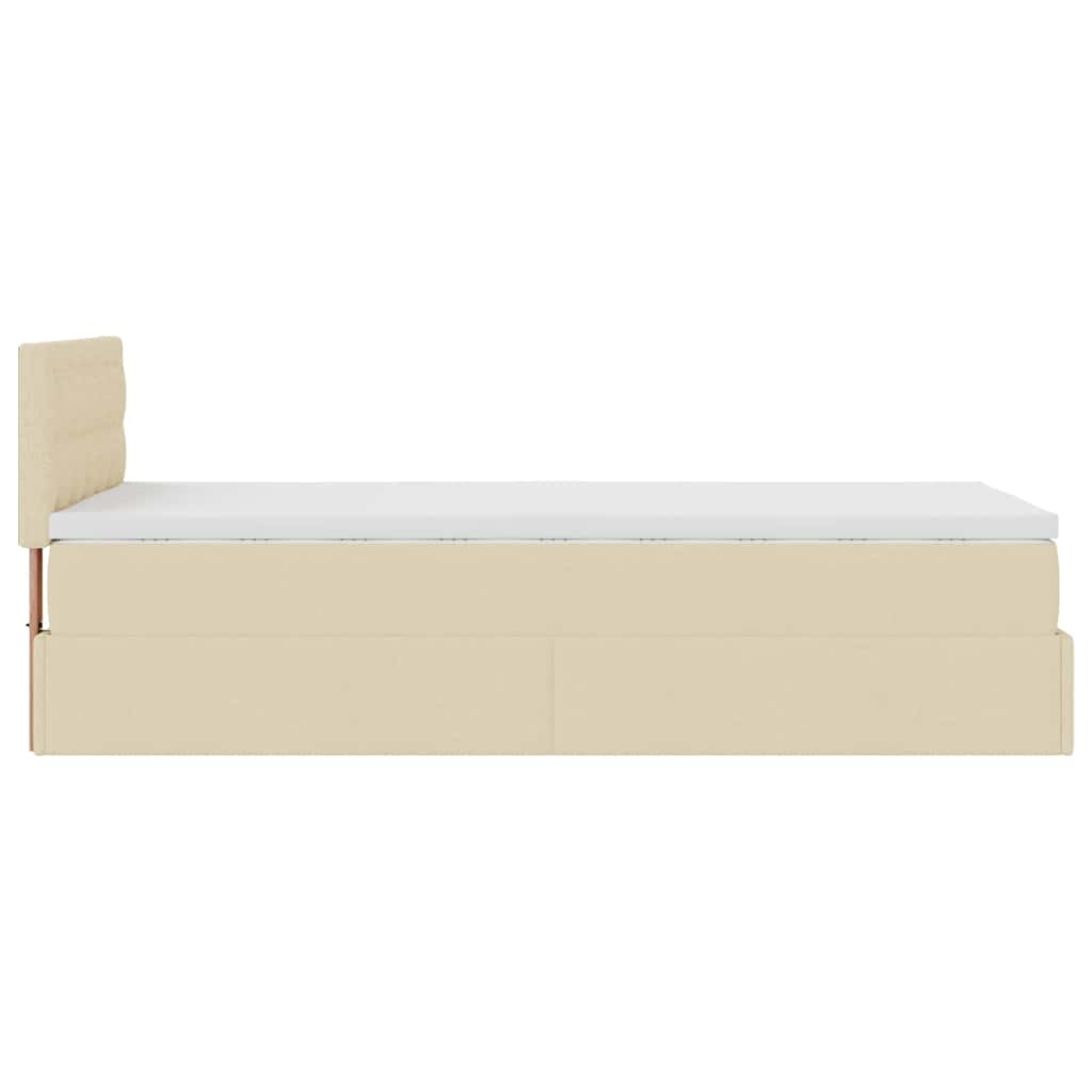 Otomanski krevet s madracem krem 90x200 cm tkanine