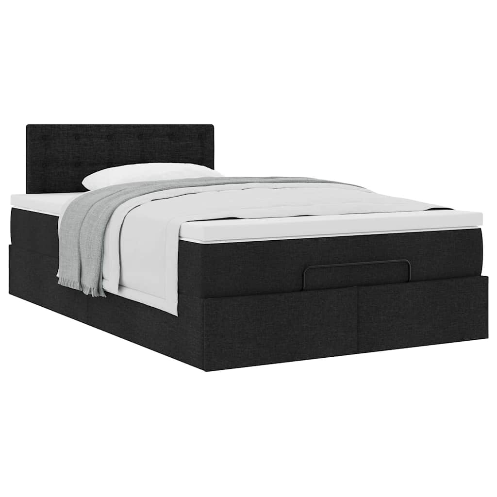 Otomanski krevet s madracem crni 120x190 cm tkanine