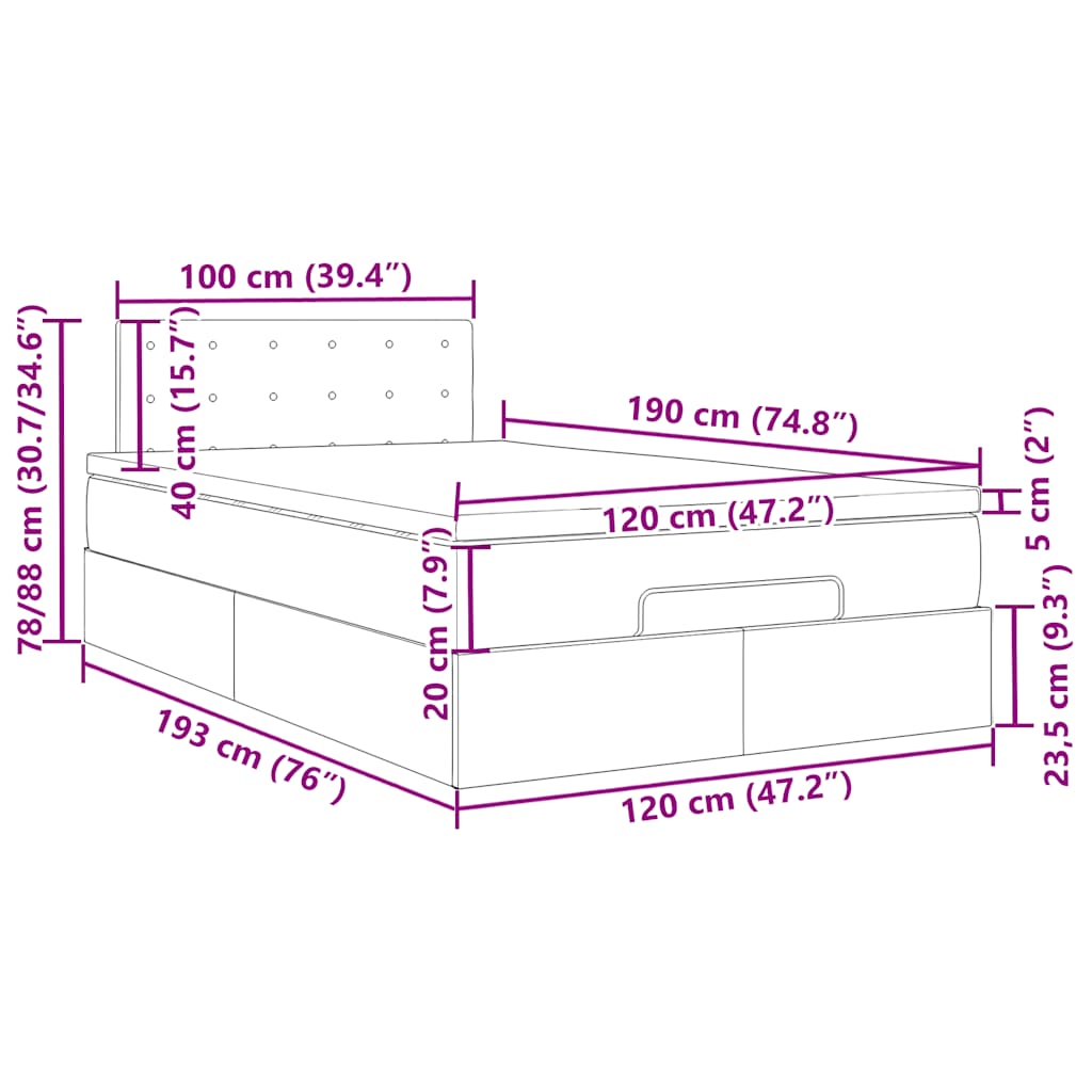 Okvir za krevet s madraca tamnosmeđi 120x190 cm od tkanine