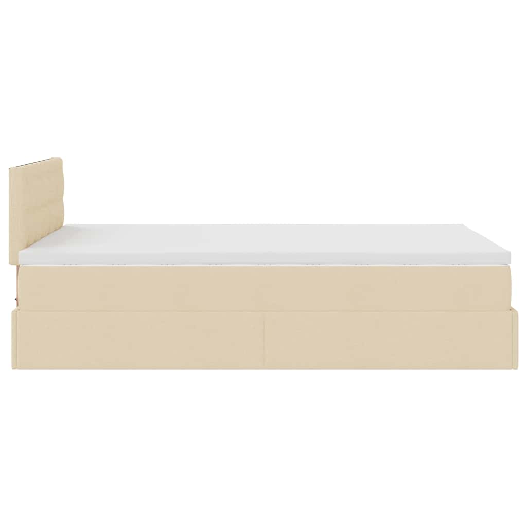 Otomanski okvir kreveta s madracem krem 120x200cm od tkanine