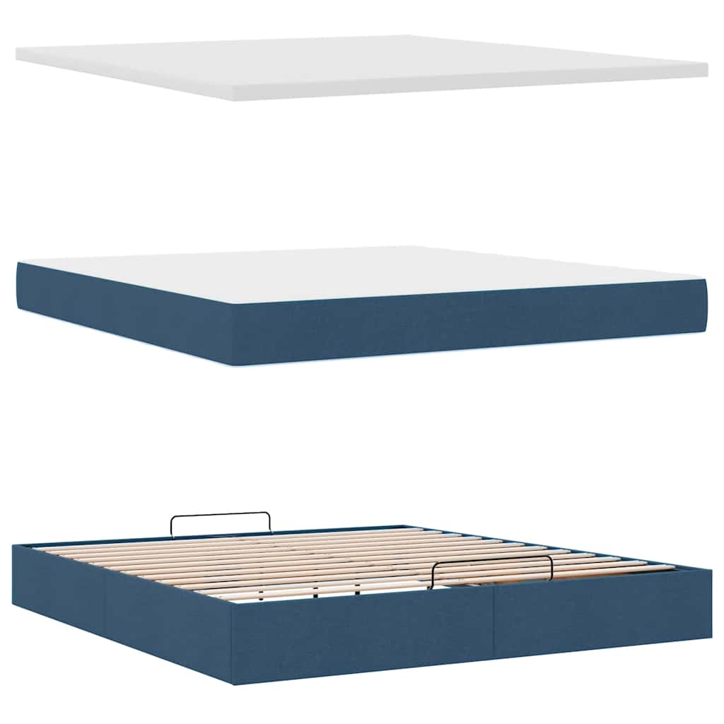 Otomanski krevet s madracem plavi 180x200cm od tkanine