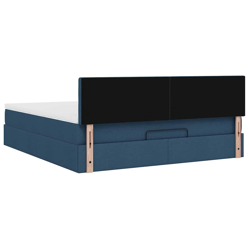 Otomanski krevet s madracem plavi 180x200cm od tkanine